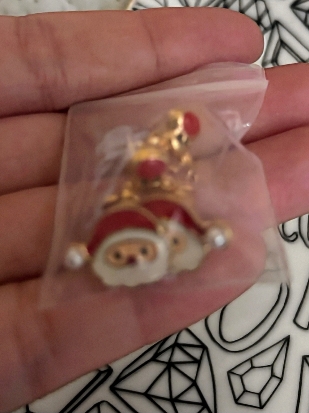 Gold and Red Santa Earrings - Holiday Charm